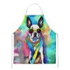 Boston Terrier Hippie Dawg Apron Cooking Kitchen Server Baking Crafts Gardening for Adult Women Men, Unisex, Large, Multicolor