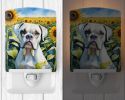 NEW Boxer in Sunflowers Ceramic Night Light Compact, UL-Certified, Ideal for Bedroom, Bathroom, Nursery, Hallway, Kitchen, 6x4x3, Multicolor