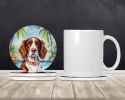 Welsh Springer Spaniel Luau Large Sandstone Coasters Pack of 4 Absorbent Round Coasters Decor Gifts for Men or Women, 4 in, Multicolor