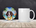 English Springer Spaniel Luau Large Sandstone Coasters Pack of 4 Absorbent Round Coasters Decor Gifts for Men or Women, 4 in, Multicolor