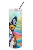 Boston Terrier Hippie Dawg Stainless Steel Skinny Tumbler Vacuum Double Walled Reusable Insulated Tumbler Travel Cup for Coffee Cocktails Gift with Li