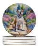American Bulldog Spring Garden Large Sandstone Coasters Pack of 4 Absorbent Round Coasters Decor Gifts for Men or Women, 4 in, Multicolor