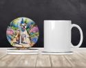 American Bulldog Spring Garden Large Sandstone Coasters Pack of 4 Absorbent Round Coasters Decor Gifts for Men or Women, 4 in, Multicolor
