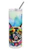 French Bulldog Hippie Dawg Stainless Steel Skinny Tumbler Vacuum Double Walled Reusable Insulated Tumbler Travel Cup for Coffee Cocktails Gift with Li