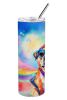 Pug Hippie Dawg Stainless Steel Skinny Tumbler Vacuum Double Walled Reusable Insulated Tumbler Travel Cup for Coffee Cocktails Gift with Lid, 20 oz