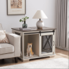 Farmhouse Dog Cage Crate Furniture with Sliding Barn Door