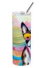 Boston Terrier Hippie Dawg Stainless Steel Skinny Tumbler Vacuum Double Walled Reusable Insulated Tumbler Travel Cup for Coffee Cocktails Gift with Li