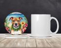 Pit Bull Terrier Luau Large Sandstone Coasters Pack of 4 Absorbent Round Coasters Decor Gifts for Men or Women, 4 in, Multicolor